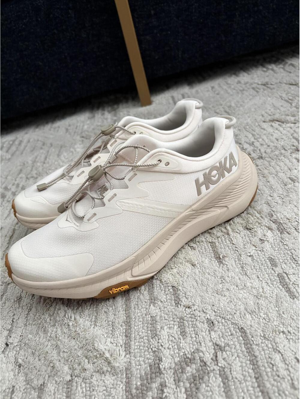 HOKA Transport Eggnog Sneakers Women's Wide Vibram Quick Lace Walking Shoes